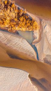 Preview wallpaper river, island, aerial view, water, sand, trees