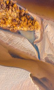 Preview wallpaper river, island, aerial view, water, sand, trees