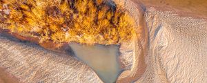 Preview wallpaper river, island, aerial view, water, sand, trees