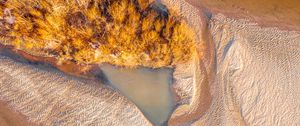 Preview wallpaper river, island, aerial view, water, sand, trees