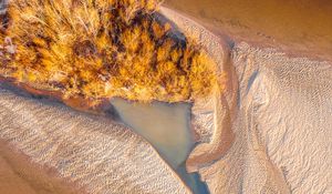 Preview wallpaper river, island, aerial view, water, sand, trees