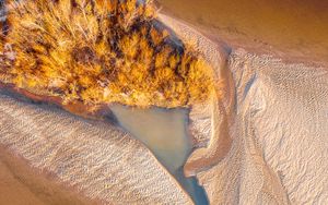 Preview wallpaper river, island, aerial view, water, sand, trees