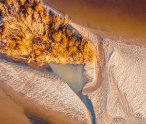 Preview wallpaper river, island, aerial view, water, sand, trees