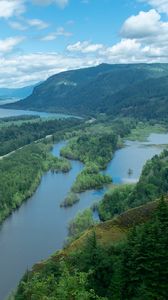 Preview wallpaper river, islands, trees, landscape, aerial view