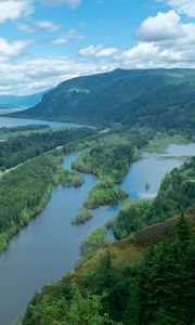 Preview wallpaper river, islands, trees, landscape, aerial view