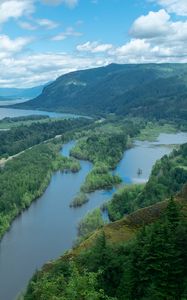 Preview wallpaper river, islands, trees, landscape, aerial view