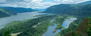 Preview wallpaper river, islands, trees, landscape, aerial view