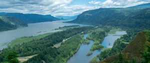 Preview wallpaper river, islands, trees, landscape, aerial view