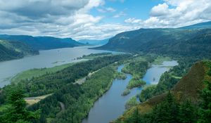 Preview wallpaper river, islands, trees, landscape, aerial view