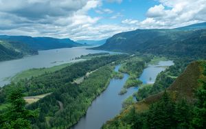 Preview wallpaper river, islands, trees, landscape, aerial view