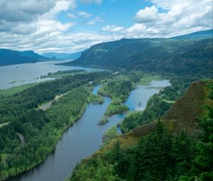 Preview wallpaper river, islands, trees, landscape, aerial view