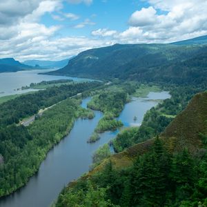 Preview wallpaper river, islands, trees, landscape, aerial view