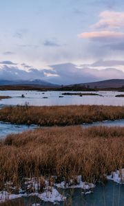 Preview wallpaper river, islands, water, ice, nature