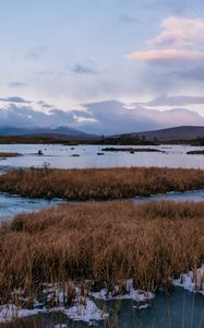 Preview wallpaper river, islands, water, ice, nature