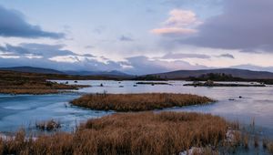 Preview wallpaper river, islands, water, ice, nature