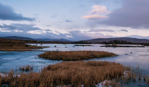 Preview wallpaper river, islands, water, ice, nature