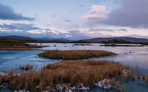 Preview wallpaper river, islands, water, ice, nature