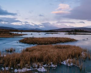 Preview wallpaper river, islands, water, ice, nature