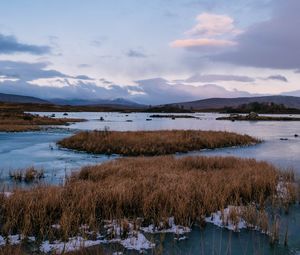 Preview wallpaper river, islands, water, ice, nature