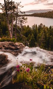 Preview wallpaper river, lake, forest, mountains, landscape