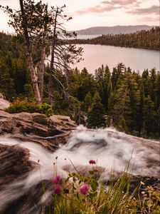 Preview wallpaper river, lake, forest, mountains, landscape