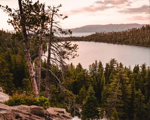 Preview wallpaper river, lake, forest, mountains, landscape