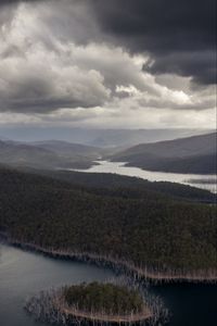 Preview wallpaper river, land, aerial view, forest, hills