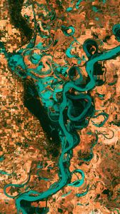 Preview wallpaper river, land, aerial view, surface, abstraction