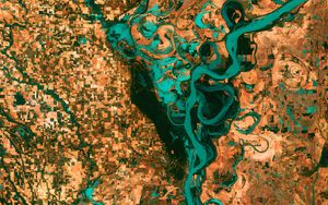 Preview wallpaper river, land, aerial view, surface, abstraction