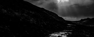 Preview wallpaper river, landscape, dark, black and white