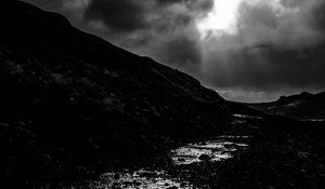 Preview wallpaper river, landscape, dark, black and white