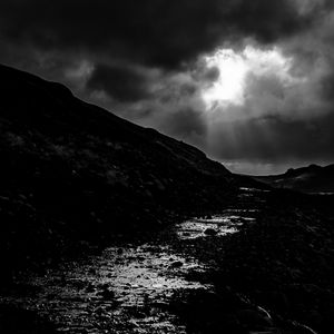 Preview wallpaper river, landscape, dark, black and white