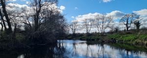 Preview wallpaper river, landscape, nature, trees, sky, reflection
