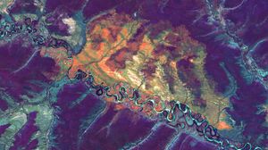 Preview wallpaper river, landscape, relief, aerial view