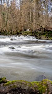 Preview wallpaper river, landscape, trees, cascade, nature