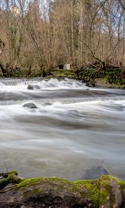 Preview wallpaper river, landscape, trees, cascade, nature