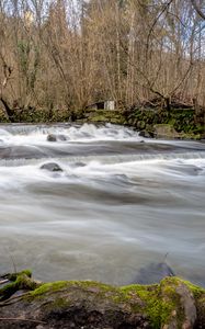 Preview wallpaper river, landscape, trees, cascade, nature