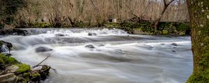 Preview wallpaper river, landscape, trees, cascade, nature