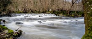 Preview wallpaper river, landscape, trees, cascade, nature