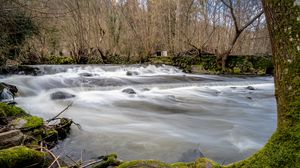 Preview wallpaper river, landscape, trees, cascade, nature