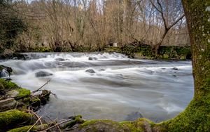 Preview wallpaper river, landscape, trees, cascade, nature