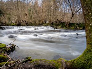 Preview wallpaper river, landscape, trees, cascade, nature