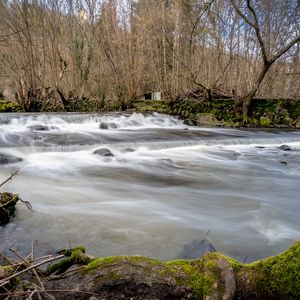 Preview wallpaper river, landscape, trees, cascade, nature