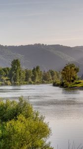 Preview wallpaper river, landscape, trees, hills, nature