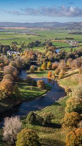 Preview wallpaper river, meadow, trees, landscape, nature