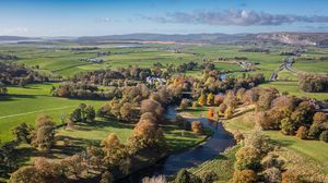 Preview wallpaper river, meadow, trees, landscape, nature