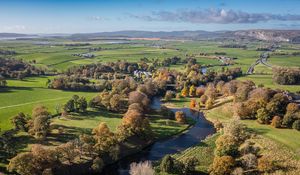 Preview wallpaper river, meadow, trees, landscape, nature