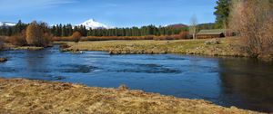 Preview wallpaper river, meadow, valley, mountain, landscape
