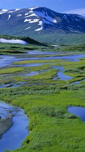 Preview wallpaper river, mountain, landscape, summer