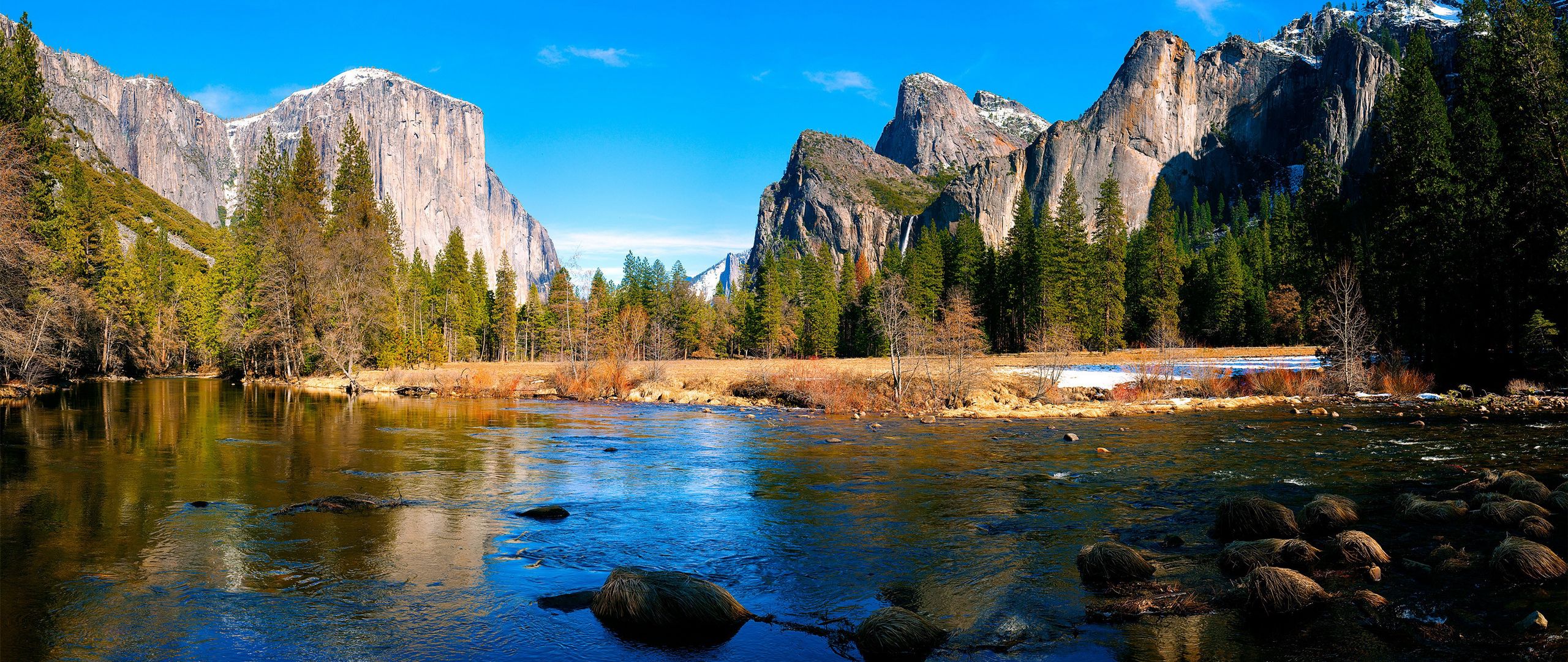 Download wallpaper 2560x1080 river, mountain, landscape dual wide 1080p hd  background